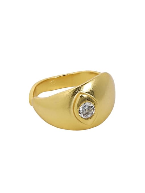 18K gold [No. 14 adjustable] 925 Sterling Silver Rhinestone Irregular Vintage Band Ring
